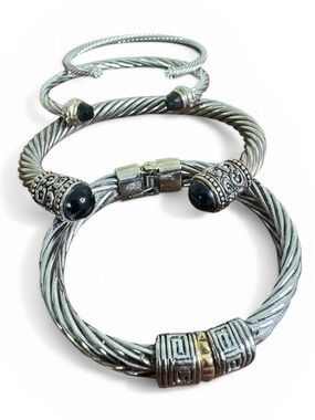 Silver Tone Twisted Cable Bracelet Bundle